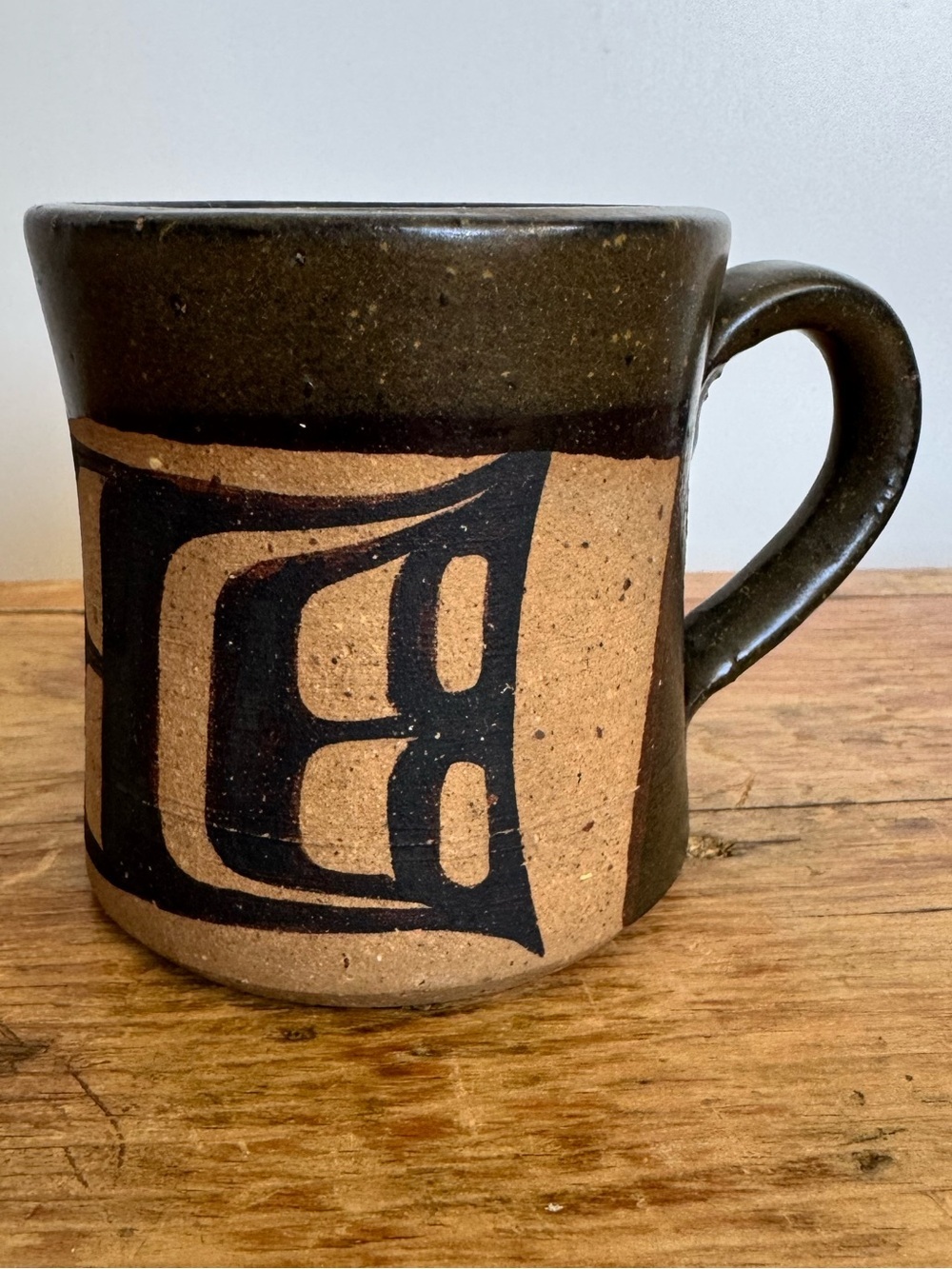 Judy Cranmer Mug Studio Pottery Black Northwest Coast Design Haida Kwakwaka'wak